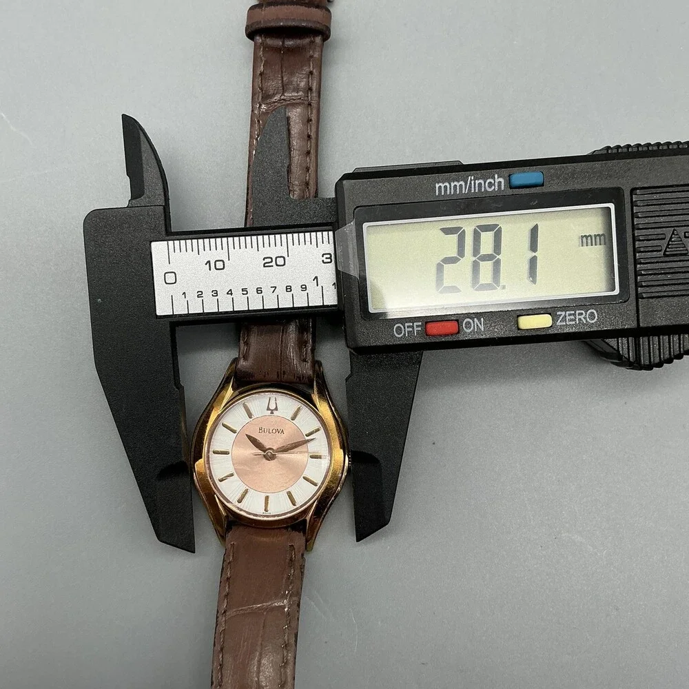 Bulova Womens Watch 28mm Rose Gold Tone 97L112 Brown Leather New Battery